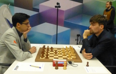 Jorden Van Foreest against Anish Giri Tata Steel Round 12 in Wijk aan Zee Photo © Michiel Abeln.